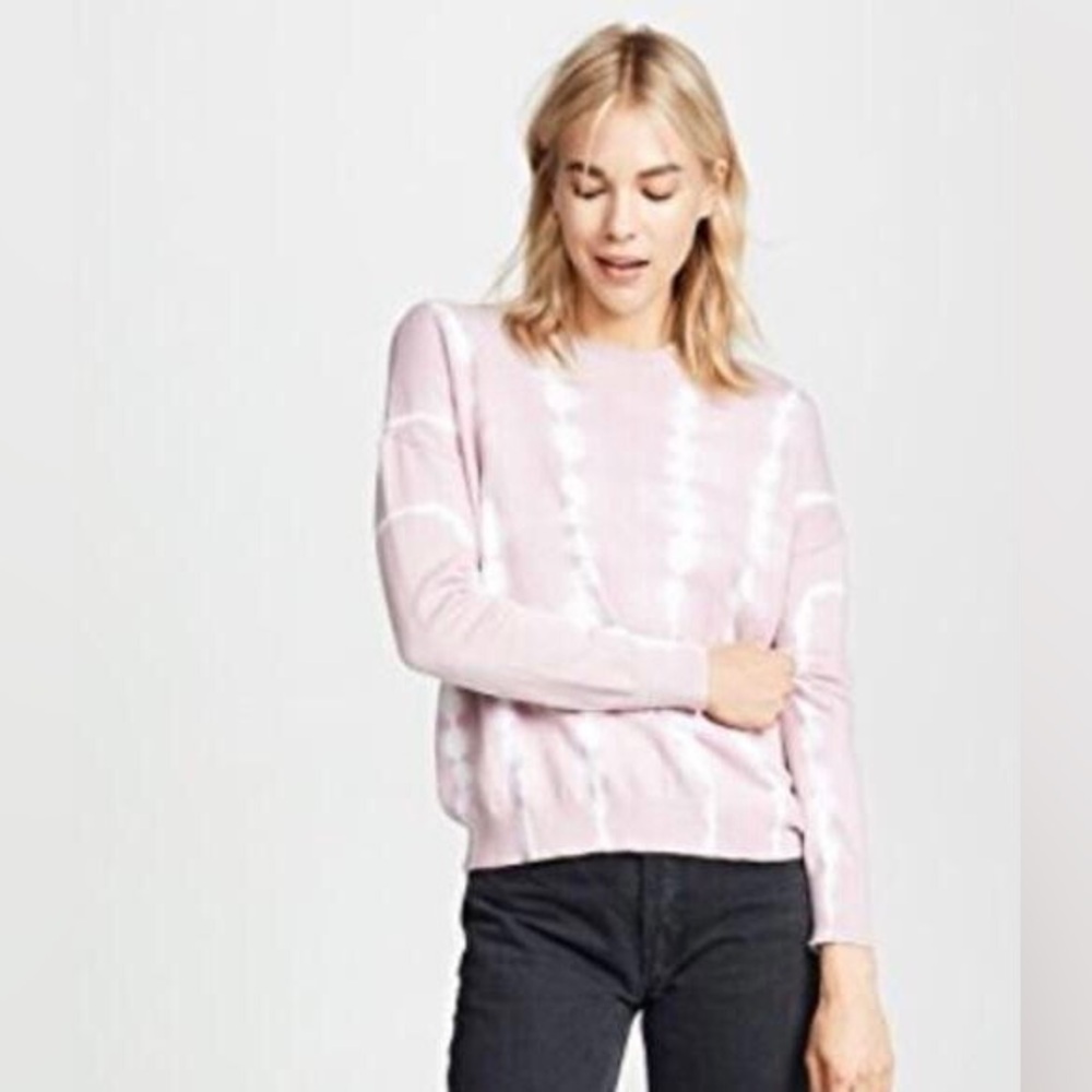 ATM Tie Dye Cotton Cashmere Sweater Crew Sunset Lavender